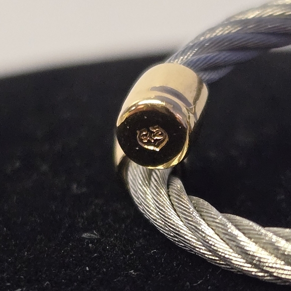 Charriol Silver Cable Ring With Gold and Enamel Flower Design - Picture 6 of 10